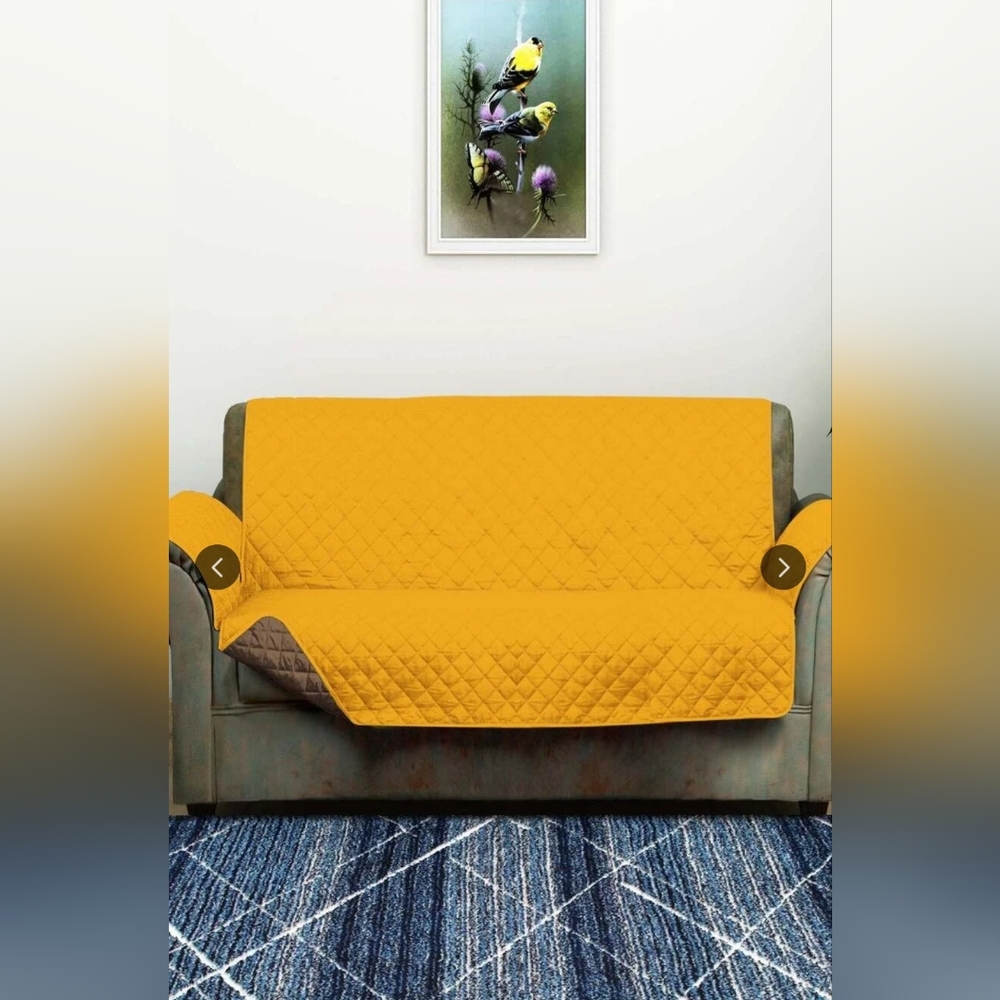 Element Elegance Collection Mustard Yellow And Taupe Sofa Cover Protectors